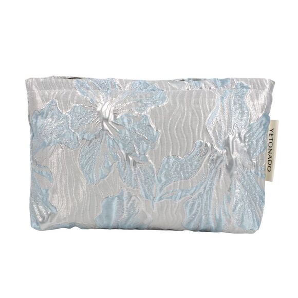 Versatile Embossment Flower Handheld Makeup Bag for Vacation Medium Blue - Picture 1 of 5